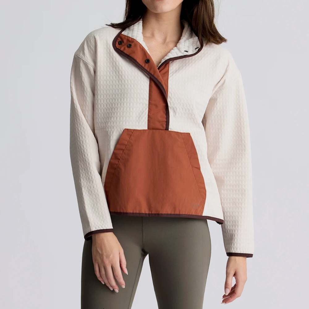 NWT Free Fly Women's Gridback Fleece Snap Pullover, Stone, Medium
